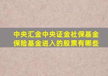 中央汇金中央证金社保基金保险基金进入的股票有哪些