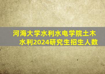 河海大学水利水电学院土木水利2024研究生招生人数